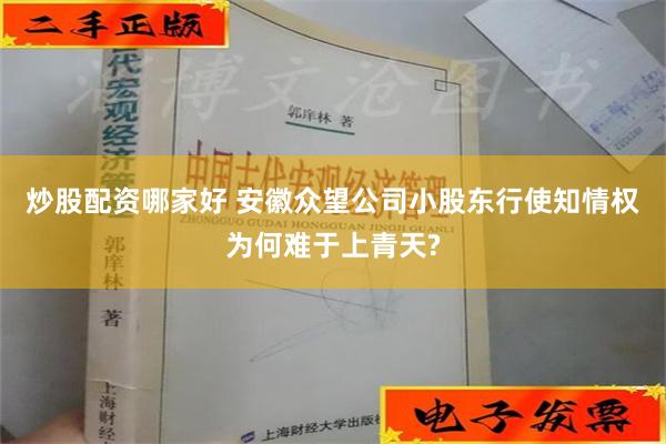 炒股配资哪家好 安徽众望公司小股东行使知情权为何难于上青天?